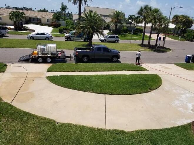 Me cleaning this driveway for a good client in the greater Tampa Bay area.